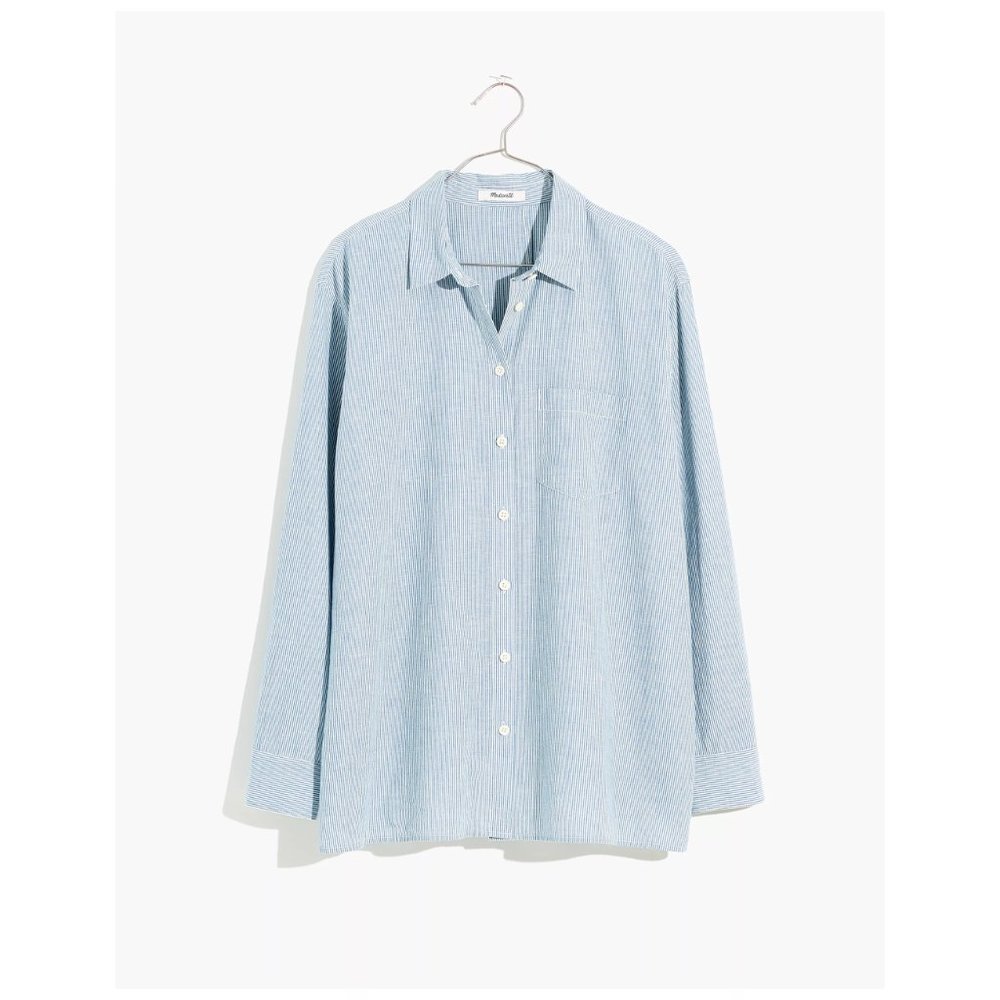 [NWT] Madewell Oversized Ex-Boyfriend Tulip-Back Shirt in Stripe